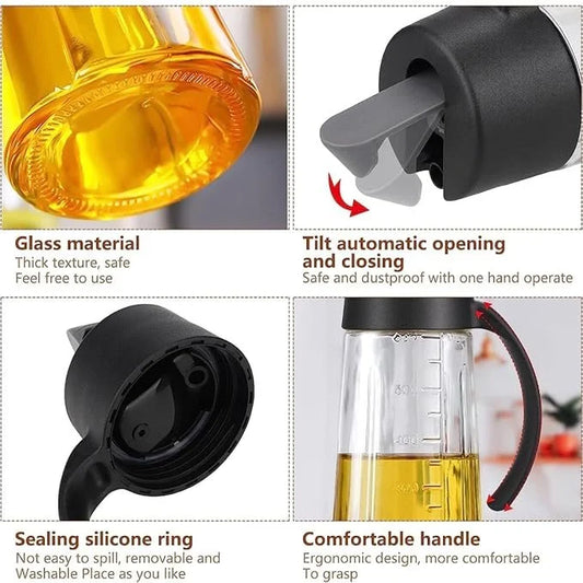 Oil and Vinegar Dispenser Bottle With Automatic Opening and Closing