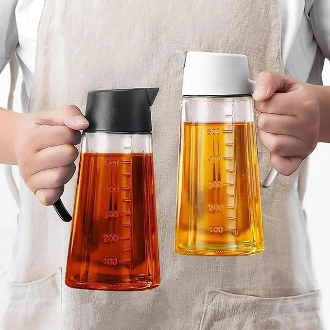 Oil and Vinegar Dispenser Bottle With Automatic Opening and Closing