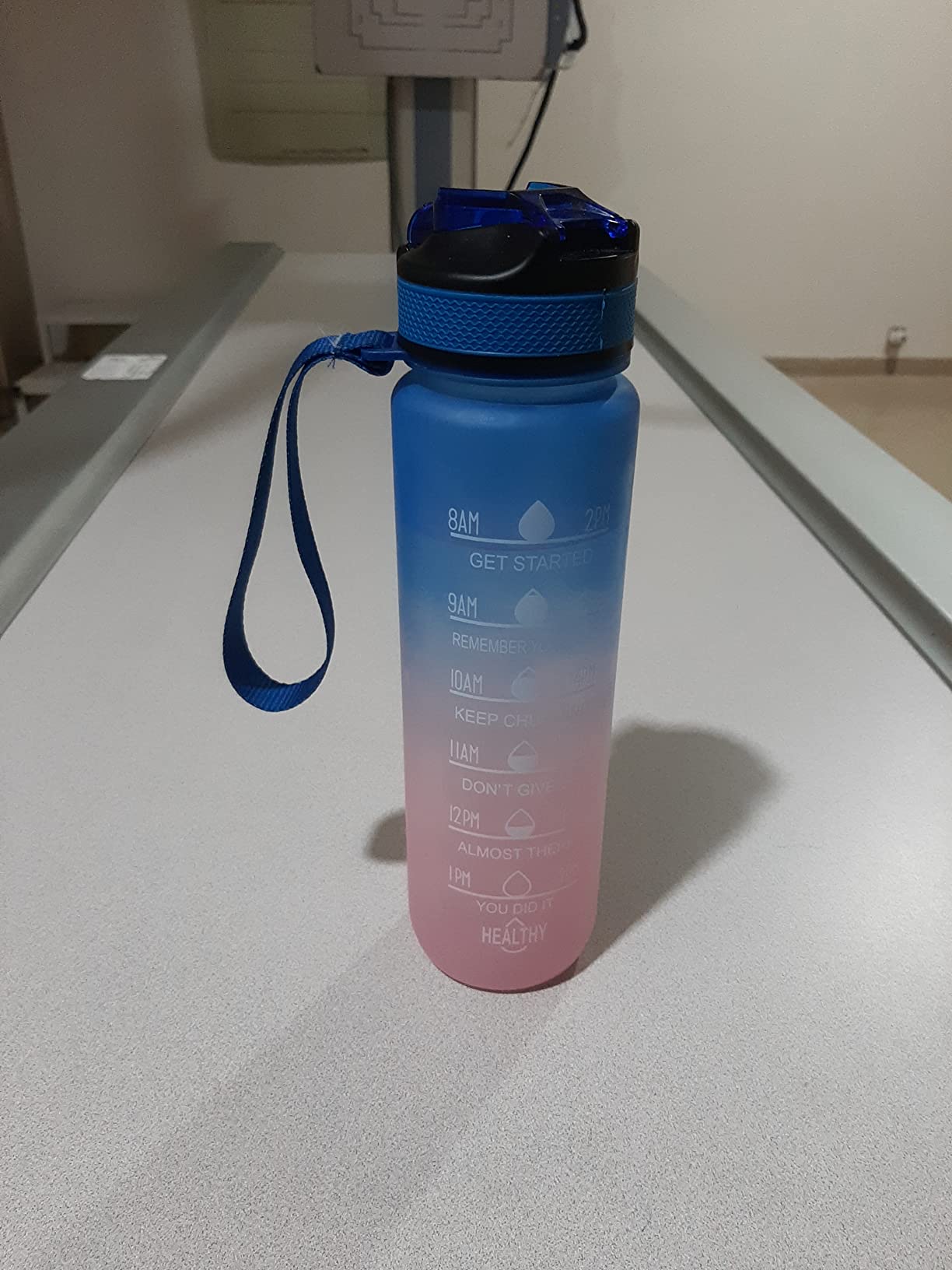 Silicone Water Bottle, 1 Litre Motivational Time Marker, Leak Proof Durable BPA-Free Non=Toxic Water Bottle