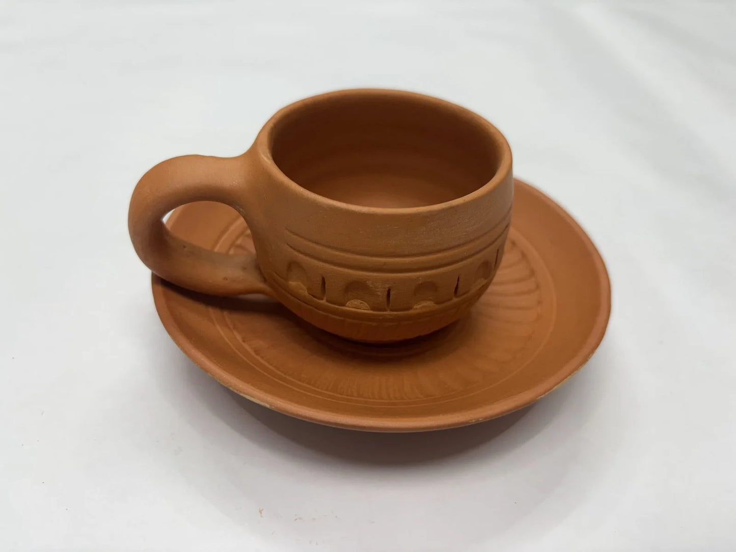 Clay Tea Cup & Plate Set (Set of 6)