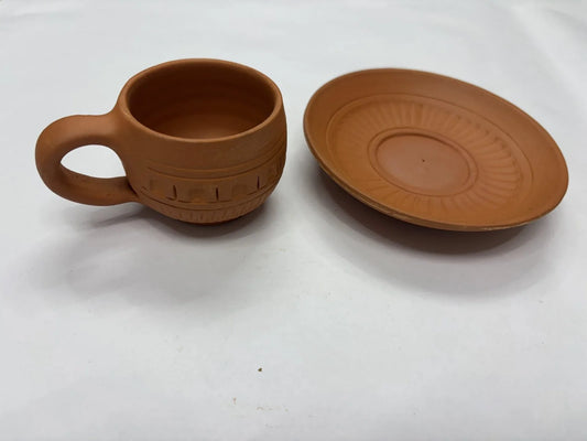 Clay Tea Cup & Plate Set (Set of 6)