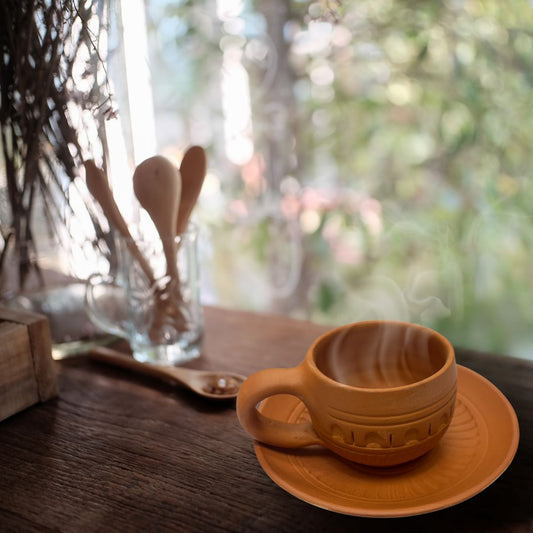 Clay Tea Cup & Plate Set (Set of 6)